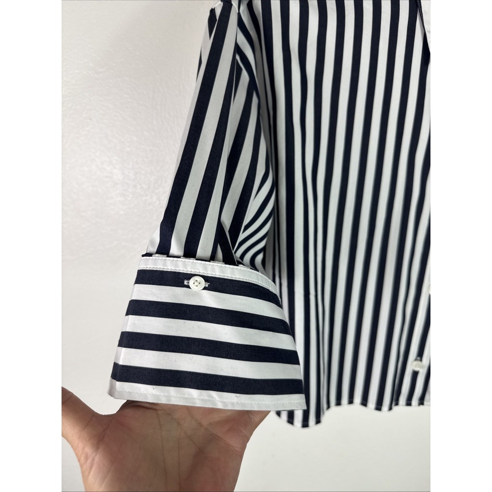 Madewell Women's Button Up Straight Hem Poplin Shirt Navy Striped NEW - Picture 6 of 13